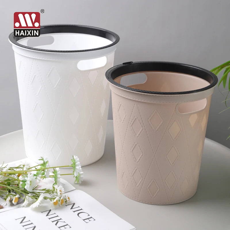 Haixin Plastic Dust Bin Garbage Container Small Trash Can Waste Basket  for Bathroom Laundry Room Kitchen Office Kid Room Dorm