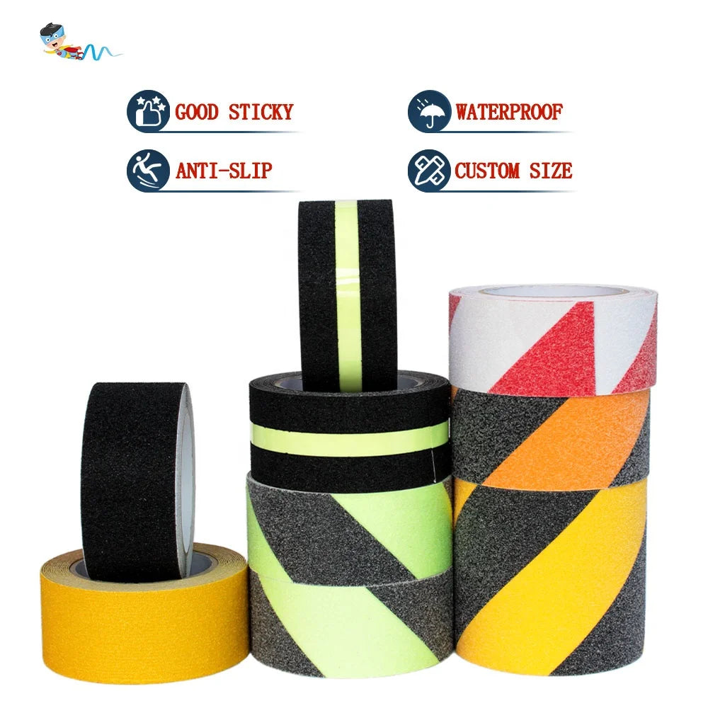 2- Custom Logo Waterproof Colorful Luminous Stair Step Ramp Traction Tread Staircase PVC PET PEVA Anti Slip Self Adhesive Tape