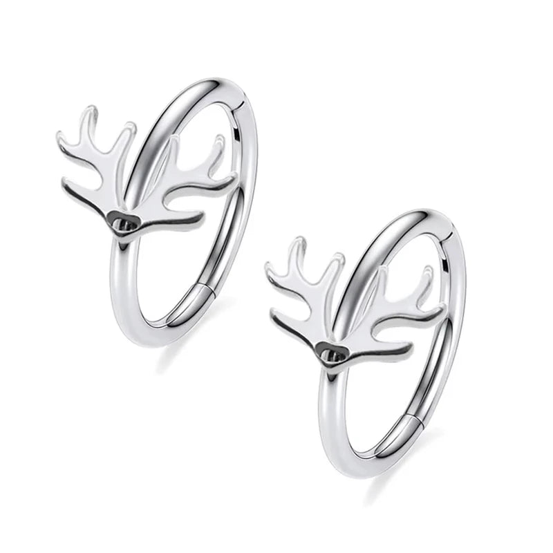 Vintage F136 Titanium Christmas Antler Nose Ring Hinged Segment Body Piercing Jewelry Gold Plated Unisex for Wedding Gift