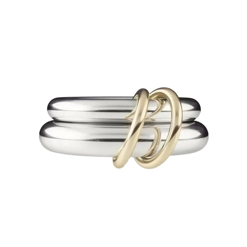 Fenyi Wholesale Jewelry ODM High-end 18K Plain Gold Personality Double Ring Stainless Steel Fashion Simple Gold-plated Jewelry