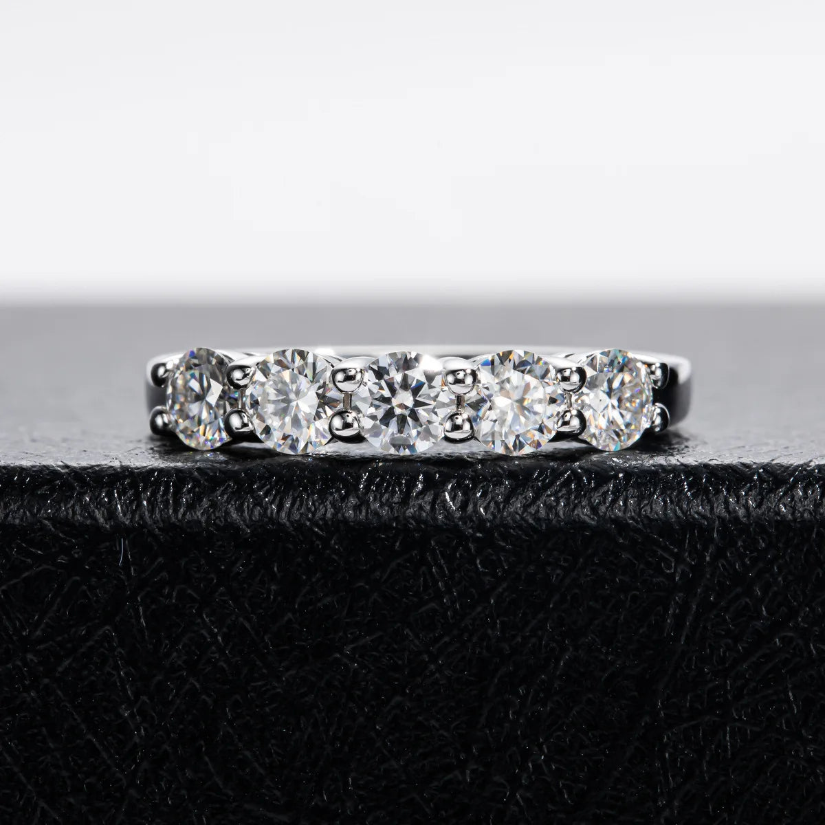 Silver 925 Original Total 1.5 Carat Round Brilliant Cut Pass Diamond Test D Color Moissanite Wedding Ring for Women Fine Jewelry