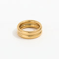 Fenny 18K Gold Plated Wholesale High End Chunky Double Layer Band Stainless Steel Finger Ring Trendy for Women