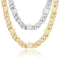 Jewelry Factory Custom 15mm 18K Gold Plated Brass AAAAA CZ Diamond Iced Out Hip Hop Jewelry Cuban Link Chain Necklace