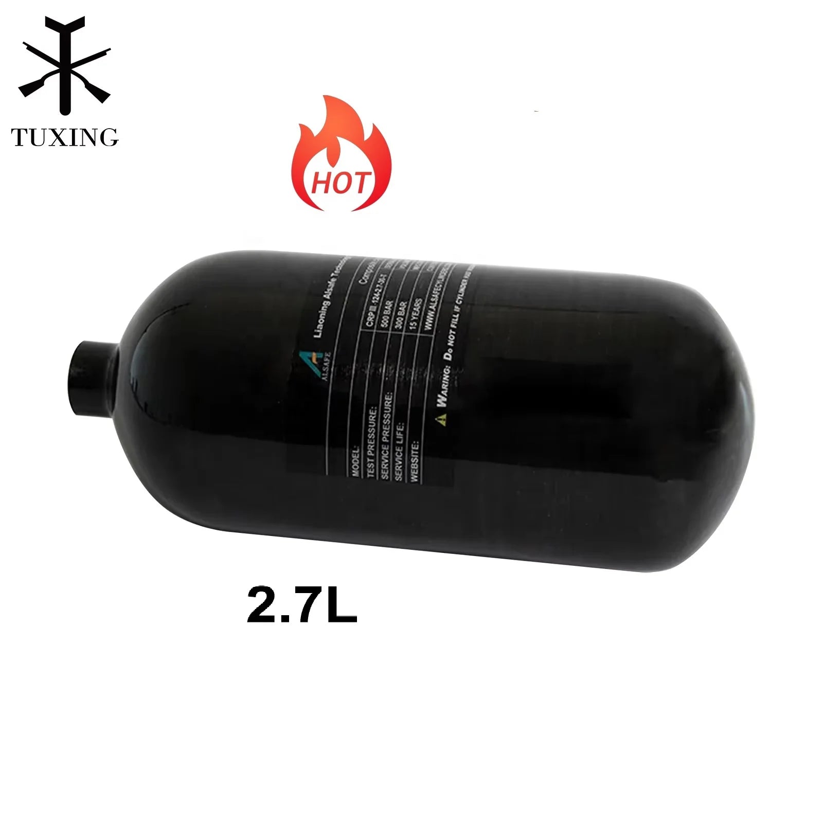 TUXING High Hardness 2.7L Durable Compressed 300bar 4500psi 30mpa Paintball Scuba Diving Tank Bottle Carbon Fiber Gas Cylinder