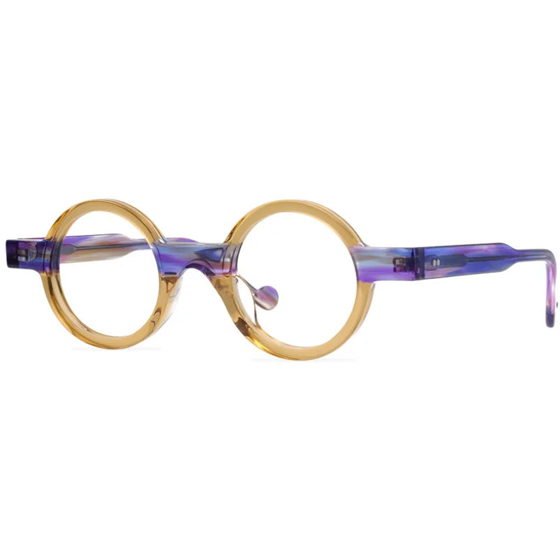 Qmoon Custom Logo Design Italy Style Colorful Gradient Frame Men Women Brand Round Acetate Optical Frame Eyeglasses