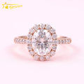Pass Diamond Tester Luxury 2 Carat Rose Gold 14K Real Gold Oval Moissanite Engagement Ring