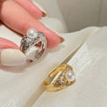 Bread Shaped AAAA Grade Luxury Freshwater Pearl Ring with Platinum/18K Gold Plating 7-8mm Natural Used Jewelry for Women