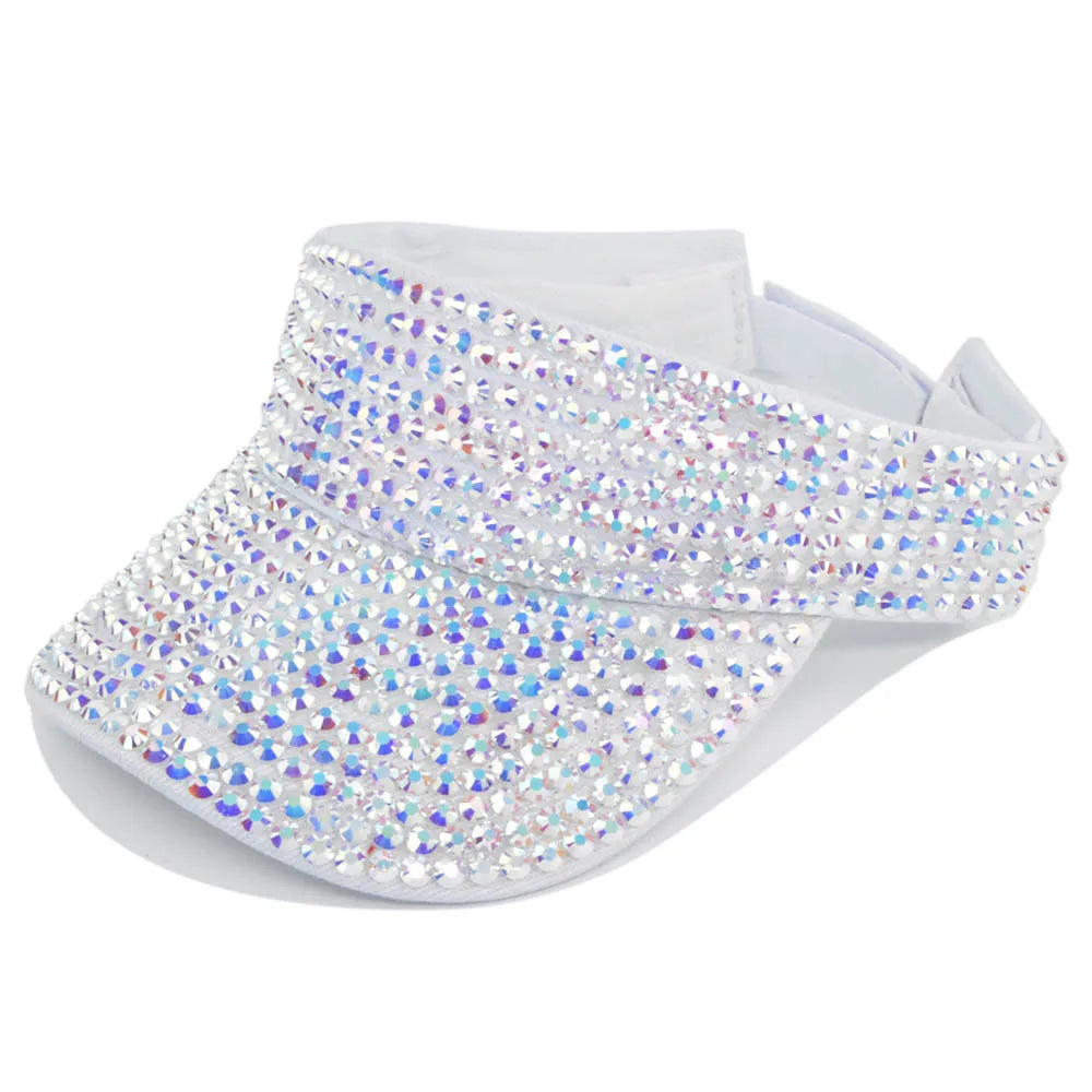 Wholesale Rhinestone Sun Visor Hats Female Dye Tie New Designer Sun Beach Visor Cap Hats
