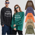 OEM&OEM DOVEARK Brand Heavy Weight Drop Shoulder 250G Vintage Wash Water Made Old Batik Unisex Men Long Sleeve T-shirt