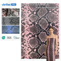 Fashionable Hot Selling New Product Snake Pattern Pu Leather 4ways Spandex Fabric Pu Leather for Garments