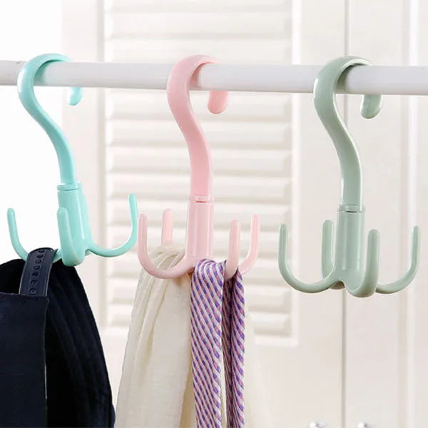 Factory Price Plastic Hook Rotatable Hanger Punch-free PP 4-Claw Tie Scarf Coat Multi Purpose Hanger Towel Hooks