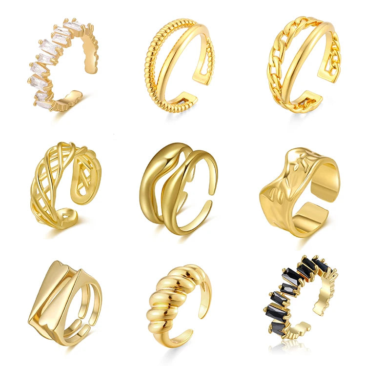 Zuola Fashion Jewelry Lady Hip Hop Snake Rings Brass Plating 18K Gold Plated Adjustable Open Finger Geometric Rings for Women