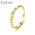 CZCITY Luxury Promise Zircon Ring 925 Silver 14K Gold Plated Women Finger Zircon Clear Ring