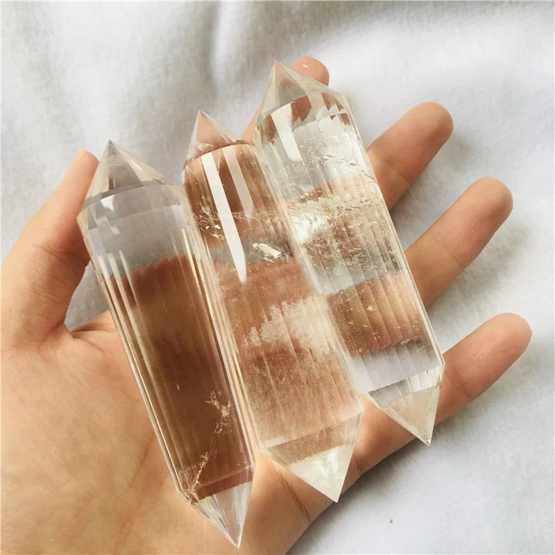 Natural Clear Quartz Crystal 24 Sides Vogel Double Terminated Points Healing Wands