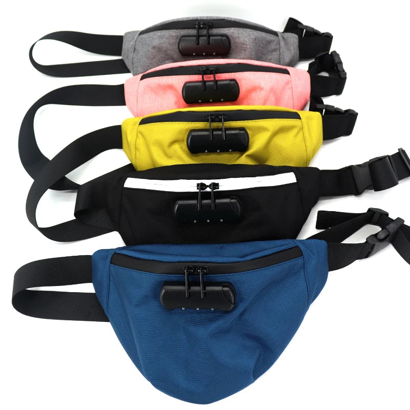 Custom logo Carbon Lined Waist Bag Smell Proof Bumbag Fanny Pack Bumbag Belted Shoulder Bag with Combination Lock