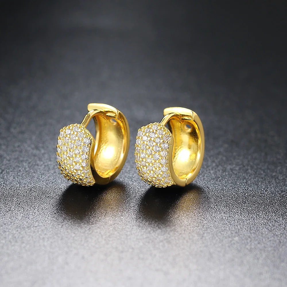 Women's Earrings Round Retro Hoops Jewelry Gold Color Zircon Small Ear Ring Wholesale Vintage Female Accessories LAMOON