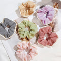 Korean Version Large 11CM Lace Plaid Hair Scrunchie Adjustable Female Hair Rope with Cute Ring for Girls
