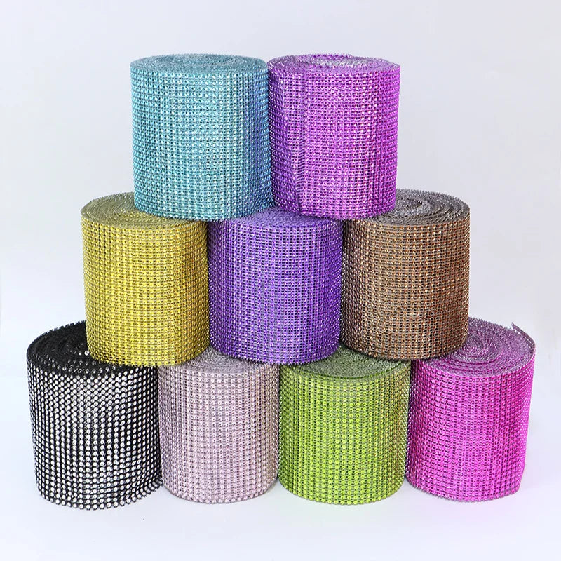 Diamante Mesh Ribbons Gift Decoration for Birthday Party Supplies Wedding Decoration Gold Silver Mesh Crystal Ribbons