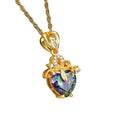 G634 Valentine's Day Jewelry Colorful Crystal Stone Pendant Heart Necklace