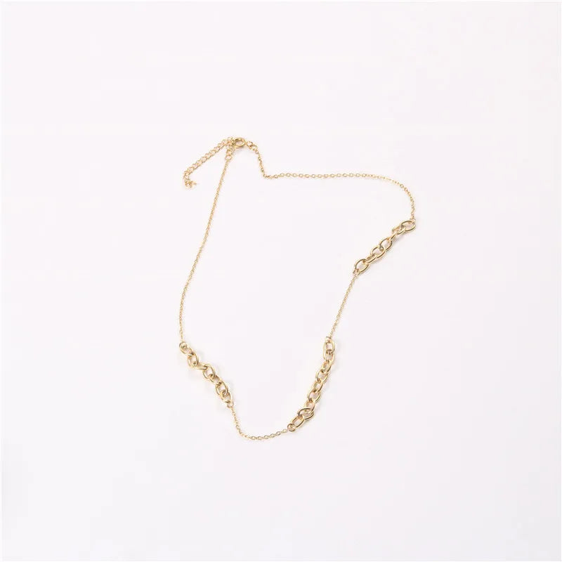 Fenny 18K Gold Plated Dainty Link Mixture Chain Choker Necklace Trendy for Women Stainless Steel Jewelry Wholesale
