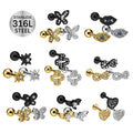 Zircon Stainless Steel Earrings Wholesale Fashion Earrings Women Zircon Butterfly Eyes Heart Stud Earrings