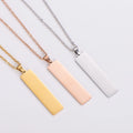 Custom Engraved Stainless Steel Engravable Jewelry Blanks Vertical bar Pendant Necklace