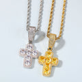 Top Icy Baguette AAA Zircon New Design Small Size Crystal Cross Pendant Jewelry Solid Micro Paved Cross Pendant Necklace Hip Hop
