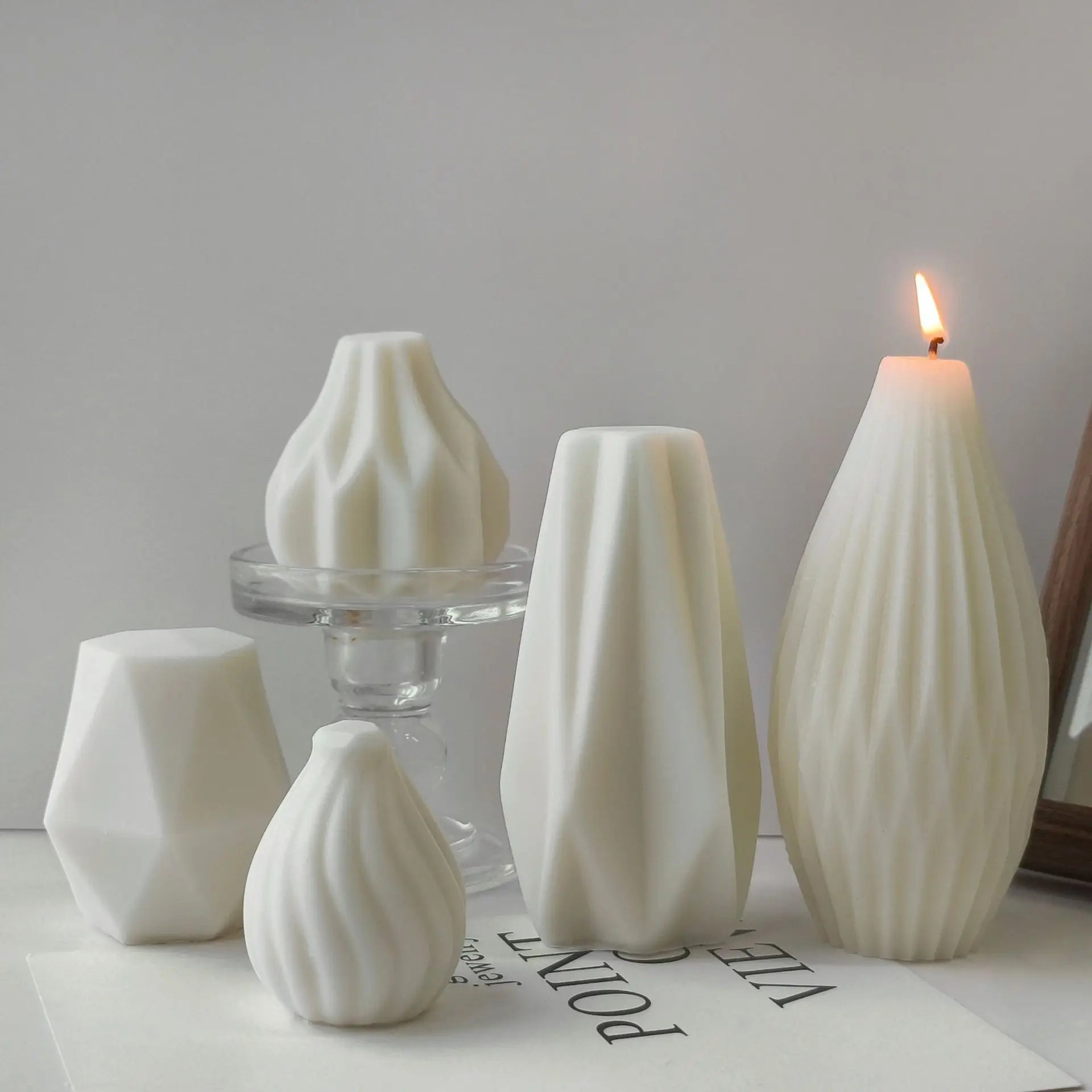 Geometry Diamond Sphere Line Pear Shaped Candle Making Silicone Moulds Diy Origami Soap Mold Art Plaster Home Decor Ornament