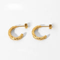 Unisex Trendy Hammered Texture Stud Earrings 18K Gold Plated Stainless Steel Geometric Pattern Anniversaries Wholesale N&X