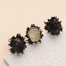 Raw Crystal Natural Gemstone Open Ring Wholesale Amethyst Gold Rings for Women Statement Amethyst Ring
