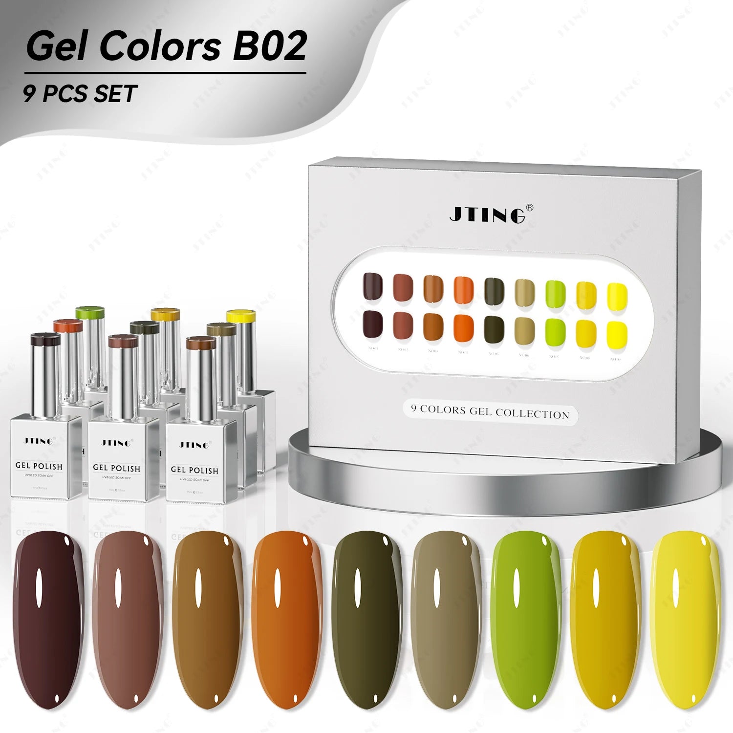 JTING High Pigment 9colors Nail Gel Polish Set ODM/OEM Custom Private logo Free Color Book and Sample Service  Gel Polish Kit