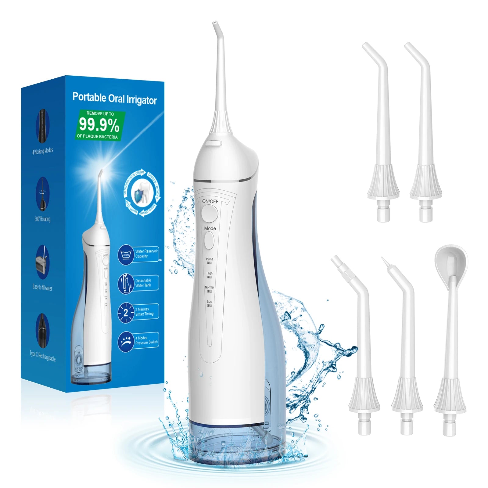 H2ofloss 2024 Newest Rechargeable Portable Teeth Cleaning Dental Floss Oral Irrigator Electric Water Flosser
