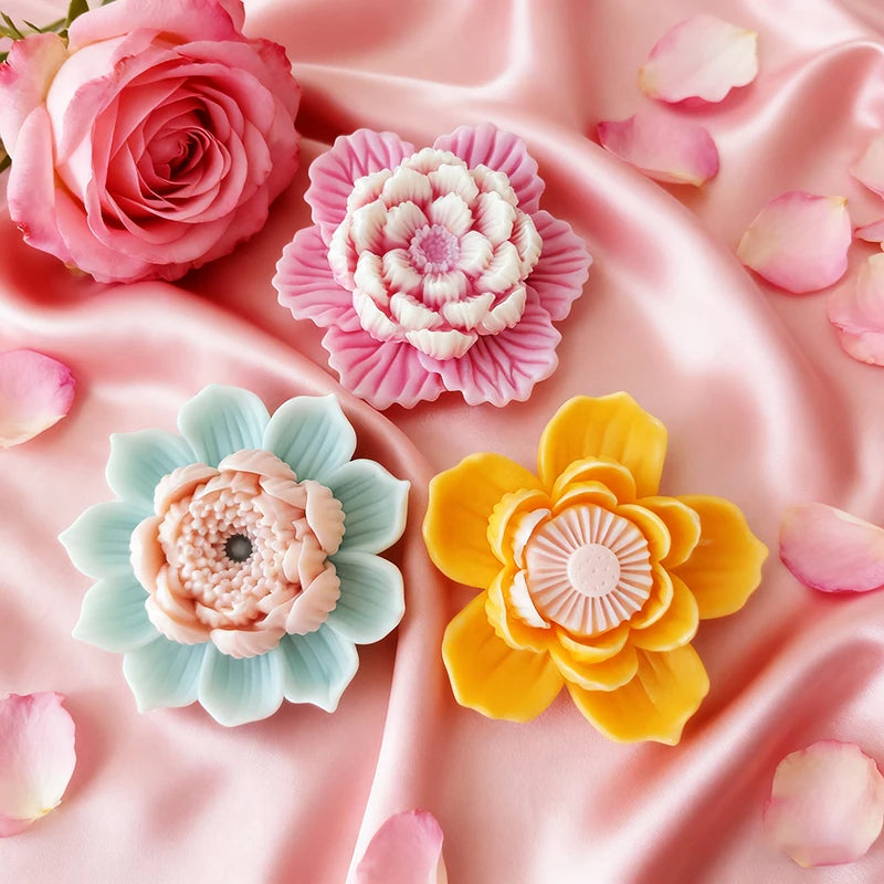 Lotus Flower Silicone Candle Molds Home Decorative Lotus Bloom Flower Candles Mold Cake Tools
