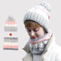 Custom Fleece Lining Cold protection Thermal Knitted Warm Winter Women Beanie Hat Scarf Set