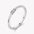 Fine Jewelry 925 Sterling Silver Ring Women Simple baguette CZ Diamond Geometric Stacking Finger Ring