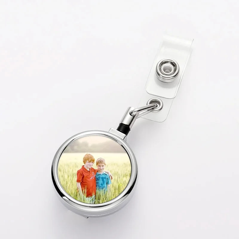Sublimation Blank Metal Telescopic Badge Reel Buckle with Back Clip