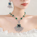 Hot Sale North America Middle East and Africa Hot Wedding Emerald Green Zirconia Jewelry Set Necklace Earrings