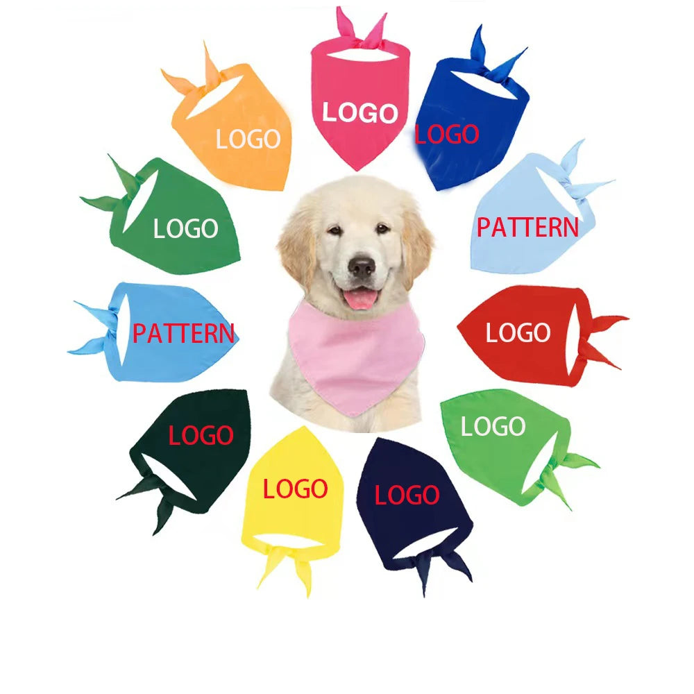 Four Size Cheap Factory Price Sublimation Printed Solid Color Soft Pet Bandana Custom Logo Dog Bandana for Small and Large Dog