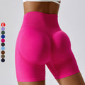 Custom logo Women Seamless Knit Fabric High Waist Bike Shorts With Side Mesh Butt Lift Gym Running Tight Shorts for Women