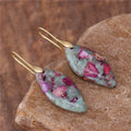 YueTong Modern Gemstone Geometric Jasper Dangle Gold Hook Earring for Women Fashion Boho Stone Drop Earrings Wholesale Jewelry