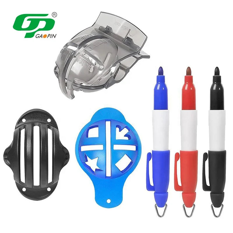 GP Golf Ball Alignment Kit & Line Liner with Ball Marker Pen Set (Swing Arrow & 3-Line Drawing Markers) Plastic Golf Accessories