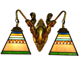 Tiffany Baroque Style Antique Wall Sconce Lighting Stained Glass Hotel Bedroom Indoor Decorative Wall Lamp for Aisle Bedside