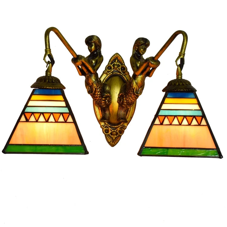 Tiffany Baroque Style Antique Wall Sconce Lighting Stained Glass Hotel Bedroom Indoor Decorative Wall Lamp for Aisle Bedside