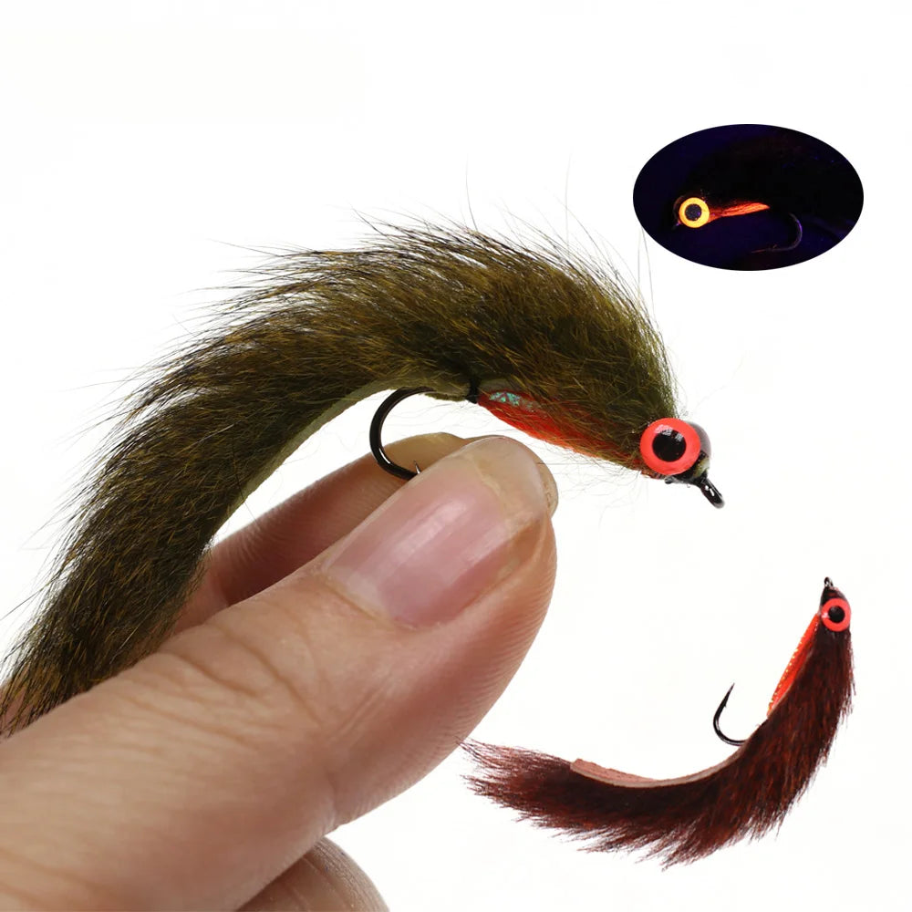 UV Glow Squirrel Strip Zonker Streamer Fly Fishing Salmon  Bass Trout Pike Fishing Lure Artificial Bait Fishing Tackle