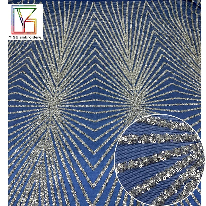 Luxury White Crystal Sequins Embroidered Heavy Beads Bridal French Net Tulle Wedding Lace Fabric