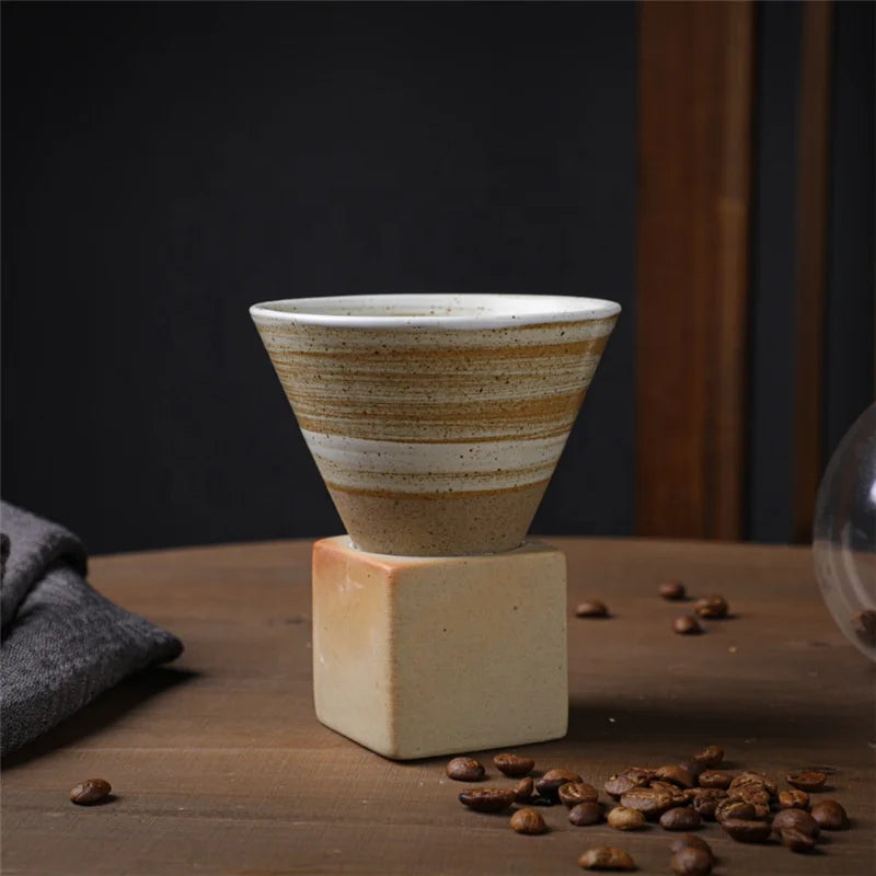 Retro American Style Glass Funnel Coffee Tea Cup Base Teaware Creative Colorful Cone Shaped 401-500ml Wedding Water Bowl