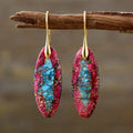 18K Gold Plated Chunky Huggie Ear Rings Women's Sea Sediment Jasper Natural Gem Stone Jewelry Colorful Hanging Drop Earrings