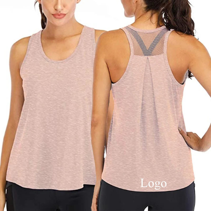 Wholesales Workout Tank Tops for Women Soft Mesh Racerback Yoga Shirts Athletic Running Breathable Women Summer Tops