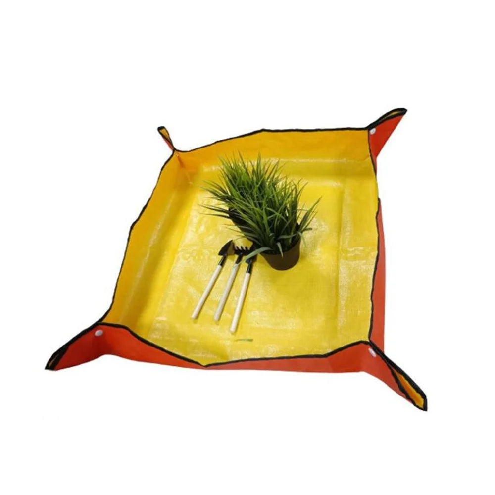 66x66cm Foldable Gardening Potting Pad Orange Garden Plant Flower Transplanting Repotting Mat