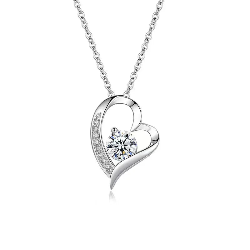Wholesale Hot Selling Cheap Luxury Choker Diamond Pendent Love Zircon S925 Sterling Silver Heart Necklace